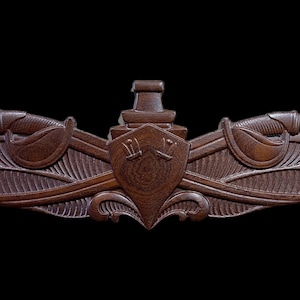US Military Enlisted Surface Warfare Devices (ESWS 3D Wood Carved Plaque)