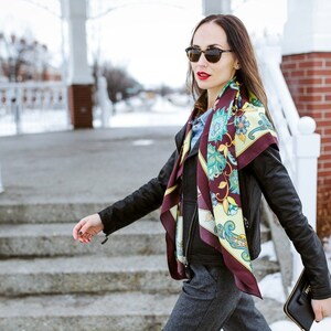 Silk scarf GOZELIM in Brown