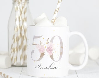 Personalised 50th Birthday Mug | Personalised Birthday Mug | Custom Name Mug | 50th Birthday Mug | Birthday Mug For Her