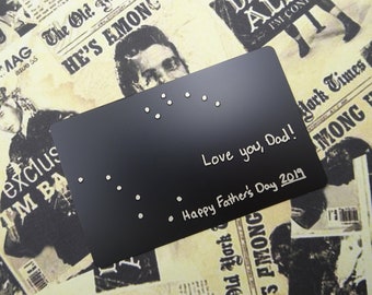 Personalized Engraved Wallet Card Insert, Actual HANDWRITING Custom Message, Unique Memorial Love Note Card, GIFT to him, dad, Fathers Day