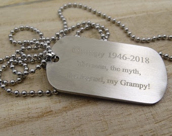 Personalized Initial Text Font Memorial Necklace - Custom dog tag necklace - Stainless Steel Dog tag metal ball chain Keyring, Army Wife