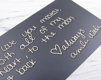 Personalized and Custom Message Wallet Card Insert, Actual HANDWRITING Message, Laser engraved wallet card insert, Unique Memorial GIFT