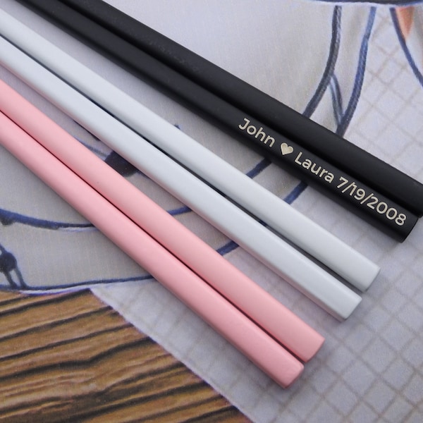 Personalized Stainless Steel Chopsticks - Custom Chopsticks Laser Engraved with your Message, Special Unique Keepsake, Best for Asian Food