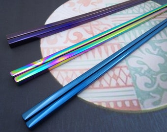 Personalized Stainless Steel Color Chopsticks - Custom Chopsticks Laser Engraved, Special Unique Keepsake, Best for Asian Food