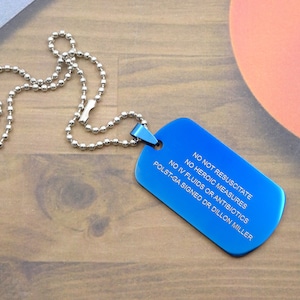 Personalized Engrave Text Font Memorial, Custom Stainless Steel Dog Tag Necklace or Keychain, Unique Military Style Gift to Him, Army Wife