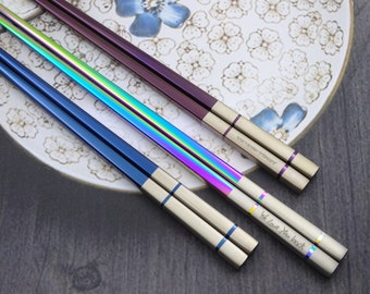 Personalized Stainless Steel Chopsticks - Custom Chopsticks Laser Engraved with your Message, Special Unique Keepsake, Best for Asian Food