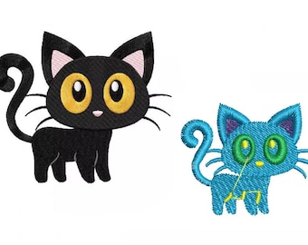 Black Cat Embroidery File | 4.2cm x 3.5cm | Digital Download in PST PES EMB
