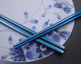Palillos personalizados de acero inoxidable: palillos personalizados grabados con láser con tu mensaje, un recuerdo único y especial, ideales para la comida asiática.