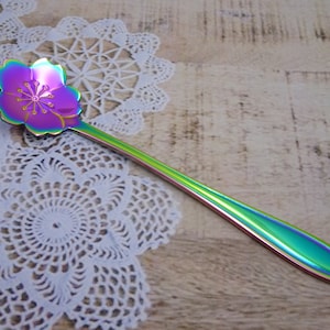 Custom Laser Engraved Stainless Steel Sakura Flower Tea spoon,Coffee Spoon,Personalized Home Wedding Decor Family,Bride Groom Gift,Keepsake