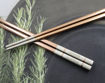 Personalized Stainless Steel Chopsticks - Custom Chopsticks Laser Engraved with your Message, Special Unique Keepsake, Best for Asian Food