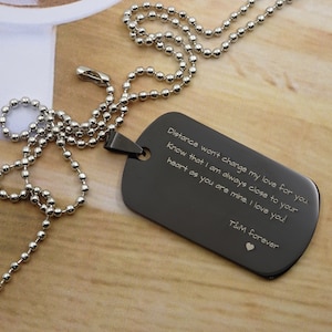 Personalized Engrave Text Font Memorial, Custom Stainless Steel Dog Tag  Necklace or Keychain, Unique Military Style Gift to Him, Army Wife