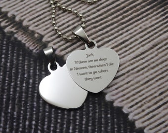 Personalized Engrave Text Font Memorial, Custom Stainless Steel Girl Heart Necklace or Keychain, Unique Girlfriend Gift Jewelry for Her, Mom