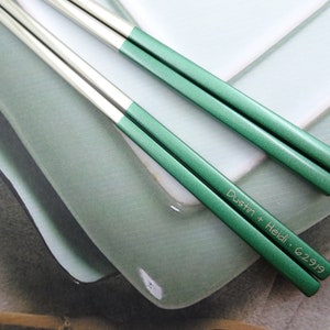 Personalized Stainless Steel Chopsticks - Custom Chopsticks Laser Engraved with your Message, Special Unique Keepsake, Best for Asian Food