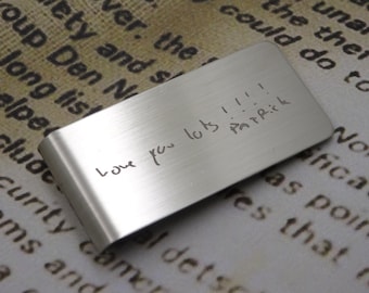 Personalized Engraved Luxury Men Accessory, Custom Handwriting, Company Logo Money Clip, Memorial Gift for Best Men, Dad, Husband, Boyfriend