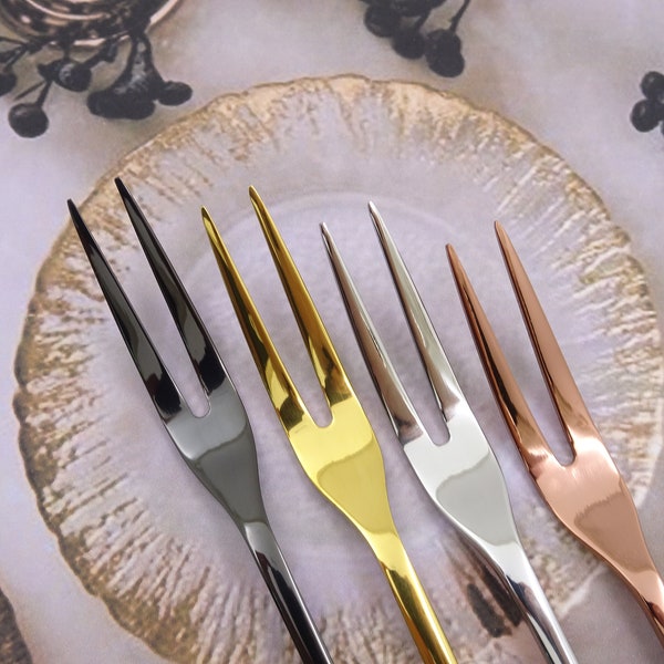 Apéritif en acier gravé personnalisé et fourchettes de couleur de cornichon de fruits, mini fourchettes de service de cocktail de table, deux broches, fourchette de cadeau de famille de décor à la maison