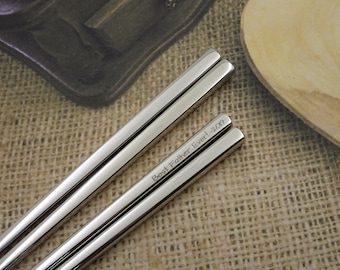 Personalized Stainless Steel Chopsticks - Custom Chopsticks Laser Engraved with your Message, Special Unique Keepsake, Best for Asian Food