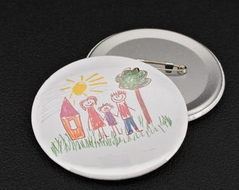 Cute Custom 58mm Button Pin, Personalized Photo or Drawing