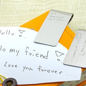 Incisione personalizzata con scrittura a mano, fermasoldi personalizzato per papà, fermasoldi con disegno per bambini, il miglior regalo commemorativo per padre, papà, lui, marito, uomini