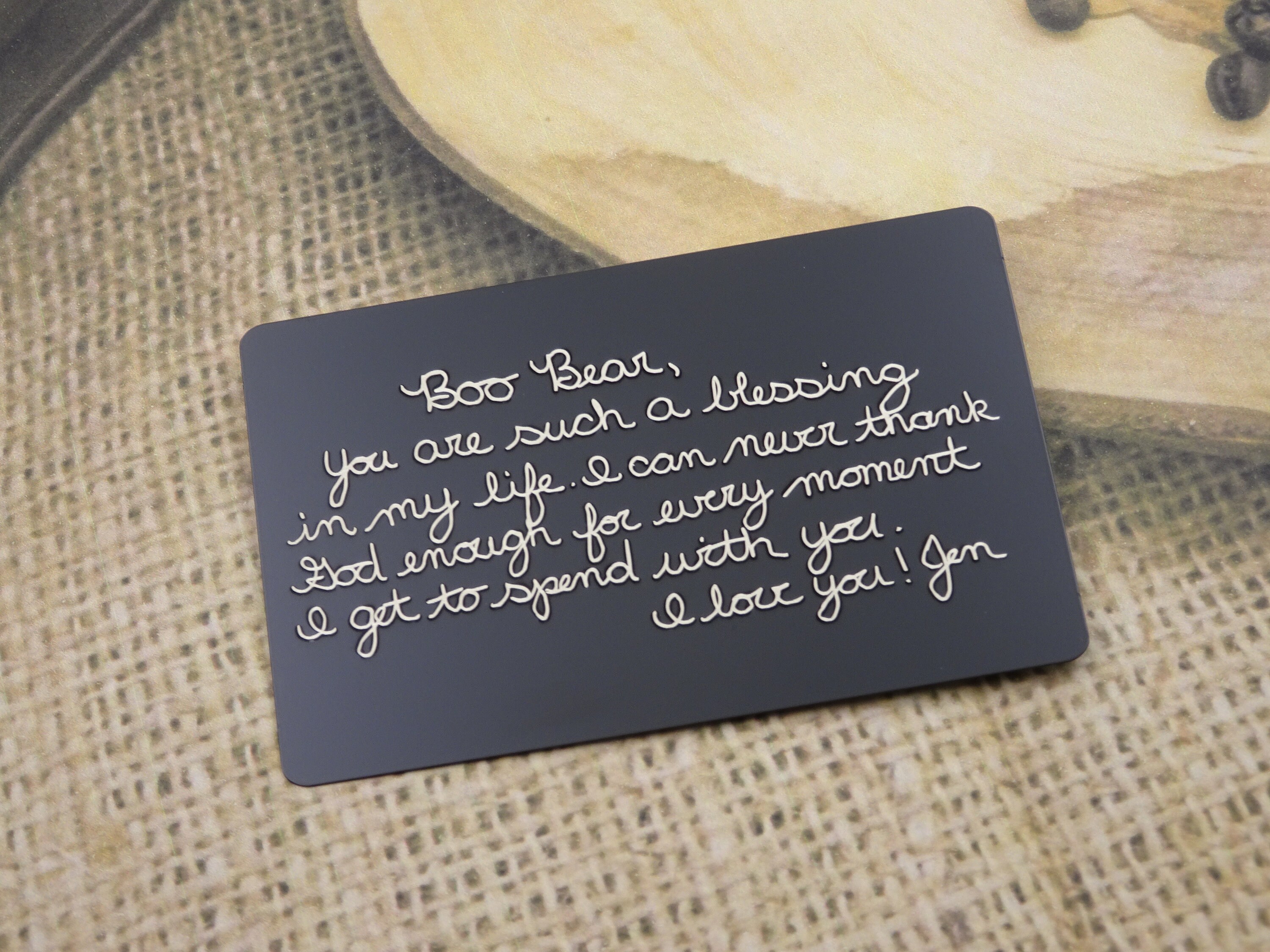Wallet Card Message Personalized and Custom Message Wallet Card Insert Actual | Etsy