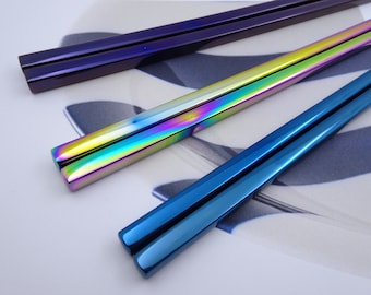Personalized Stainless Steel Color Chopsticks - Custom Chopsticks Laser Engraved, Special Unique Keepsake, Best for Asian Food