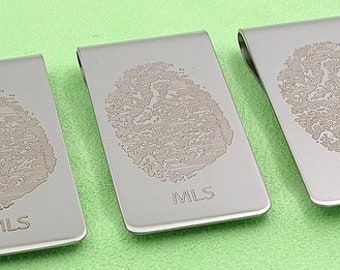 Personalized Fingerprint Money Clip for Dad, Customized Wedding Gift, Sentimental memorial keepsake for loved one, Husband - Grooms Gift