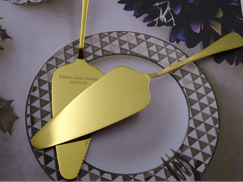 Personalized Engraved Cake Cutter Custom Wedding Cake Server Etsy