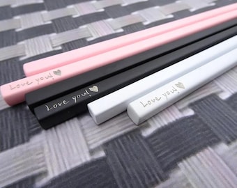 Palillos personalizados de acero inoxidable: palillos personalizados grabados con láser con tu mensaje, un recuerdo único y especial, ideales para la comida asiática.