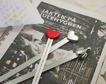 Personalized Engraved Metal Bookmark, Heart or Angel, Custom Quote
