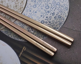 Personalized Stainless Steel Chopsticks - Custom Chopsticks Laser Engraved with your Message, Special Unique Keepsake, Best for Asian Food