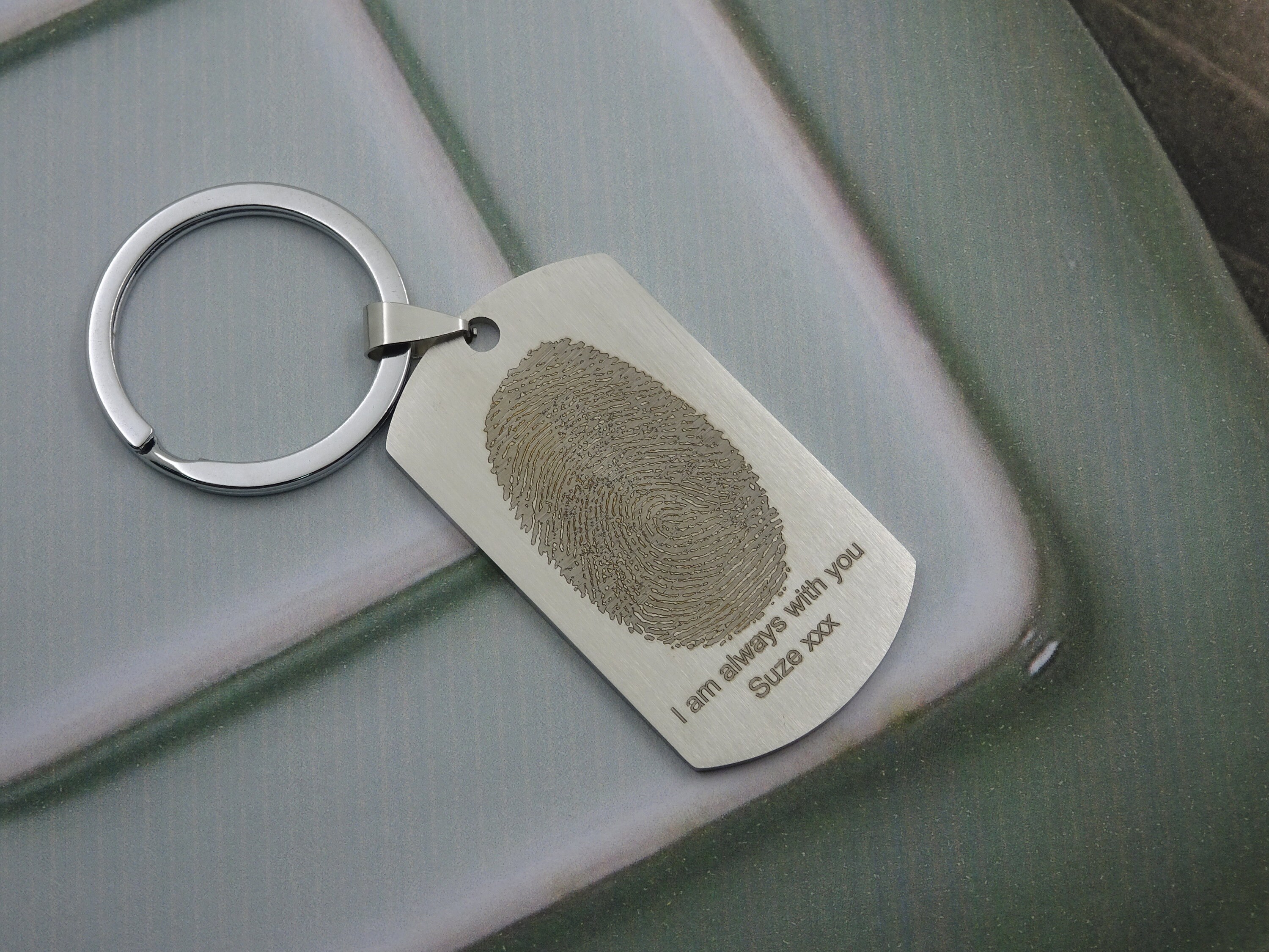 Personalized Fingerprint Engraved Army Dog Tag Keychain Etsy