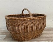 French Wicker Basket market fruits Chic Vintage Woven Rattan 07082011
