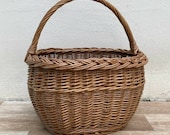 French Wicker Basket market fruits Chic Vintage Woven Rattan 08082010