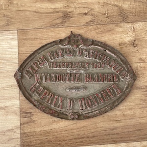 Trofeo de placa de agricultura vintage francés con caballos, premio, letrero 1967 1103252
