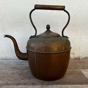 French Heavy Antique Copper Teapot Kettle 09022216