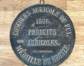 French Bronze Medal 1868 Agricultural Award Vintage Competition Prize 19042411
