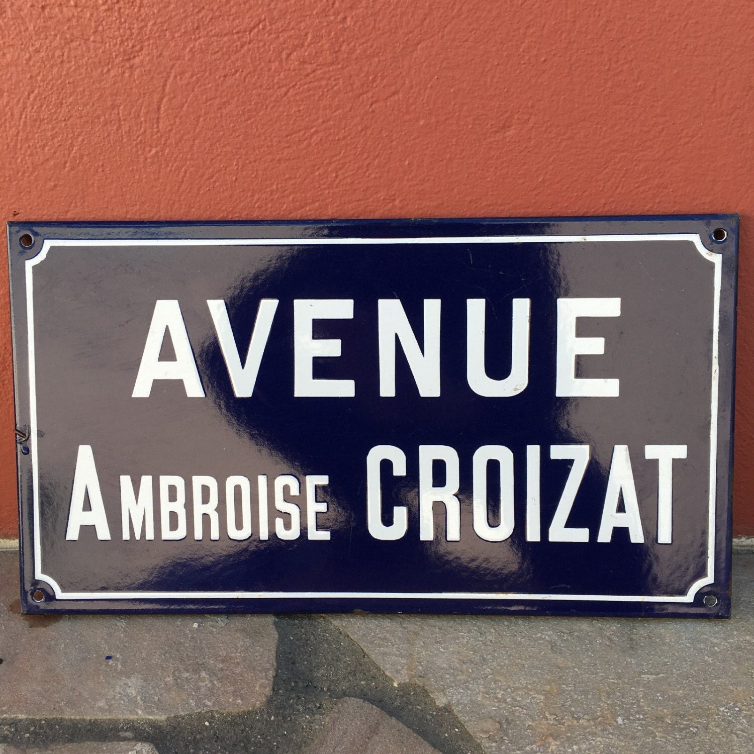 Ancienne Français Plaque d'enseigne Émaillée de Rue - Croizat Vintage