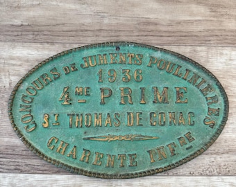 French Agricultural Prize Bronze Plaque Mare Competition 1936 Trophy 1904248