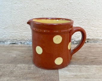 French vintage terracotta SAVOIE dot breakfast milk cream Pitcher tiny 06102210