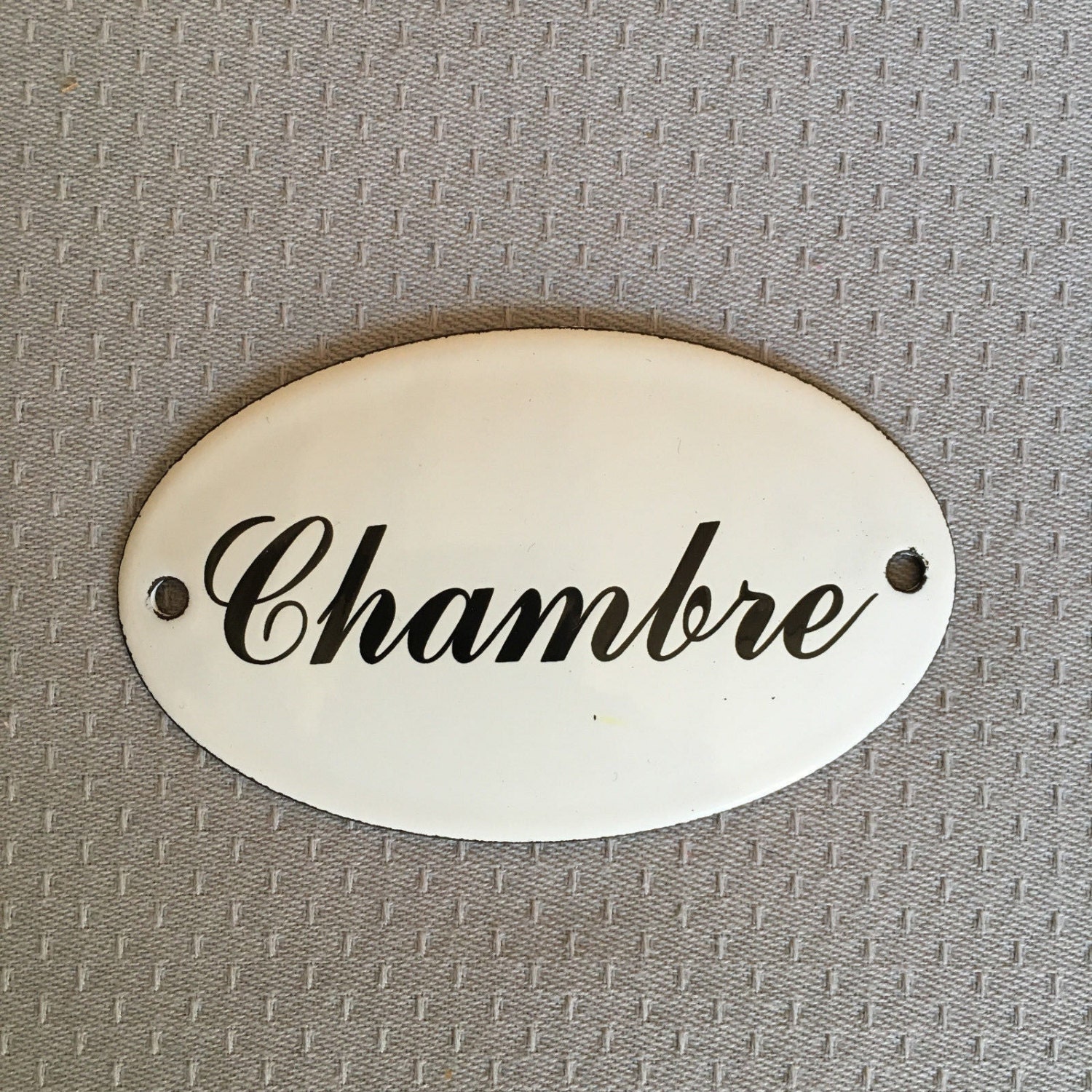 En Métal Shabby Decor Maison Vintage Signe Que Plaque Étain Émaillé Français Rondes en Chambre à Cou