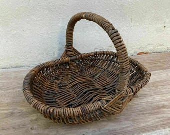 French Wood Basket market fruits Mushrooms Chic Vintage Woven Rattan 23032511