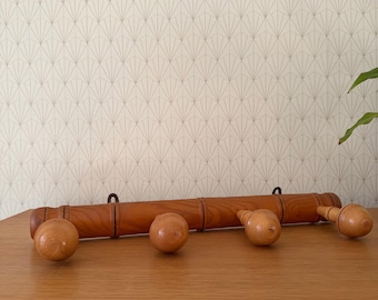 Vintage French Faux Bamboo Wall Coat Rack 4 Pegs Hat Hanger 0101267