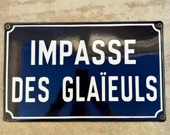 Old French Street Enameled Sign Plaque - vintage GLAIEULS 2 13042432