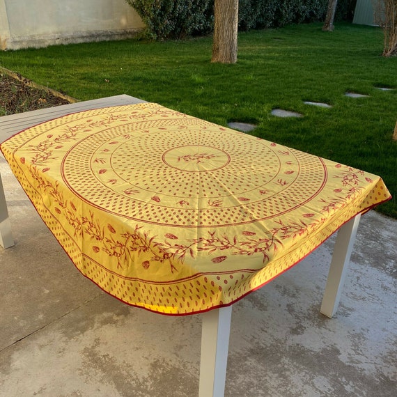 French Provencal Tablecloth oliv yellow france rou