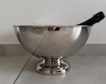 Secchiello per il ghiaccio da champagne francese in acciaio inox, stile vintage con piedistallo, codice 0101261