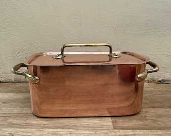 French Copper Daubiere Stock Pot Dovetailed Antique Cookware 15" 3008246