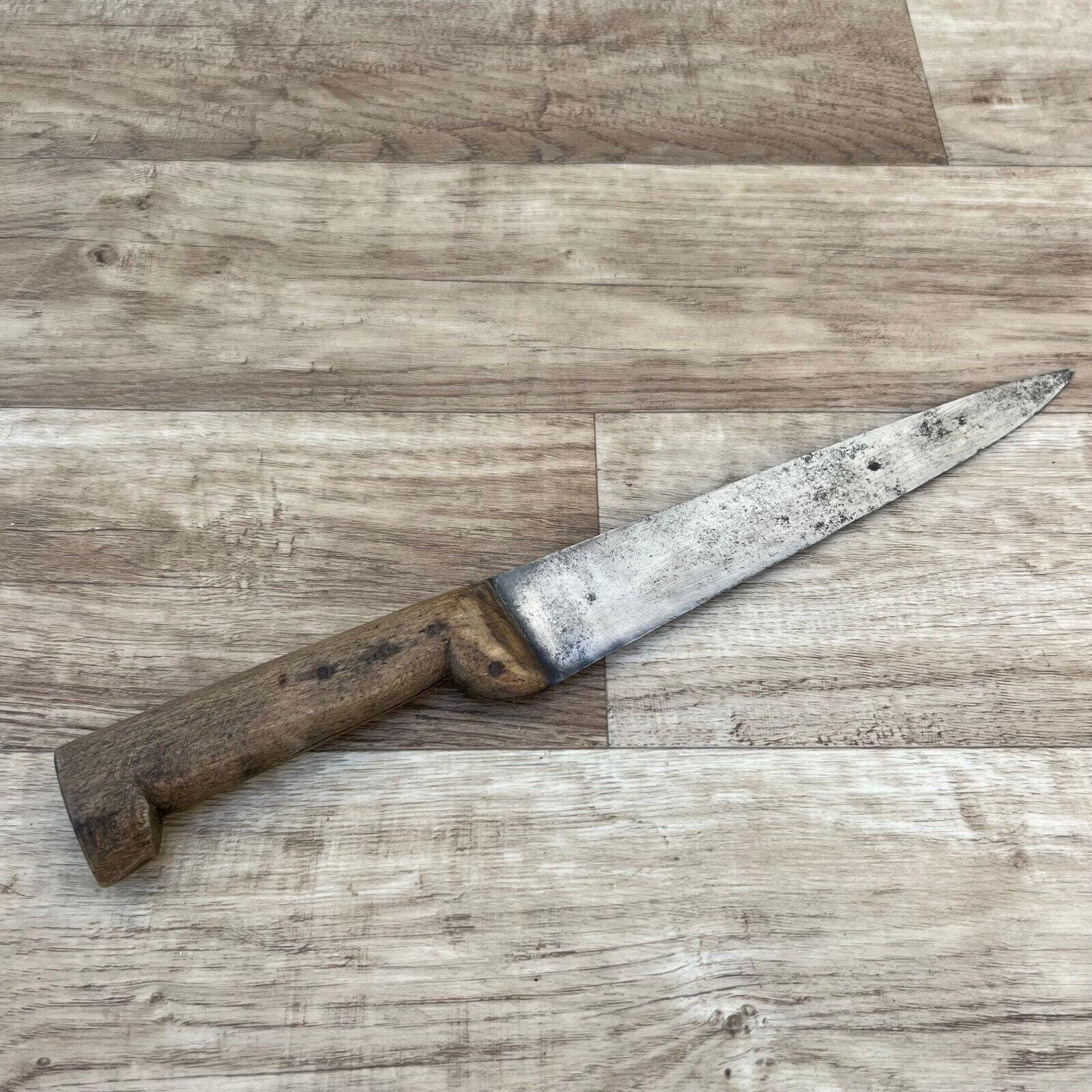 French Butcher Knife Vintage Kitchen Cutlery Solingen Steel 14 1/4