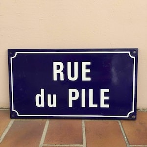 Old French Street Enameled Sign Plaque - vintage PILE