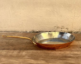 銅製楕円形フライパン Made in France約30cm x 20cm フランス製銅製調理器具 魚焼き鍋 真鍮製楕円形 フランス製 0304259