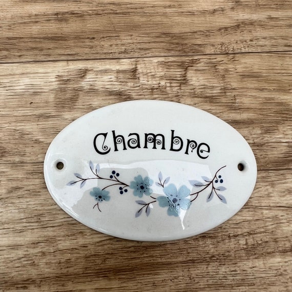Plaque de porte décorative vintage chambre fer blanc noir 25x11cm | Leroy Merlin