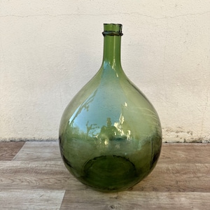 Old French Green Dame Jeanne Demi John Carboy Bottle bonbonne BLOWN 15&quot; 22022313